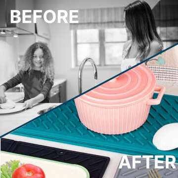 Sheffsky 24" x 16" Trifold Silicone Drying Mat for Dishes