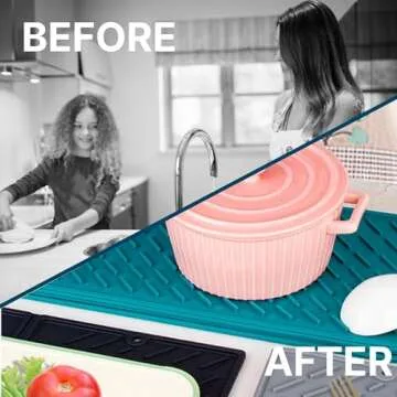 Sheffsky 24" x 16" Trifold Silicone Drying Mat for Dishes