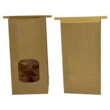 96 Pcs Medium Kraft Paper Bags with Tin Tie, Window for Cookies, Coffee, Bakery, Treats, Gifts - 4.7...