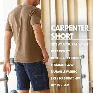 Wrangler Authentics mens Loose Fit Carpenter Cargo Shorts, Antique Stonewash, 34 US