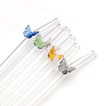 Colorful 6PCS Reusable Glass Straws for Hot and Cold Drinks