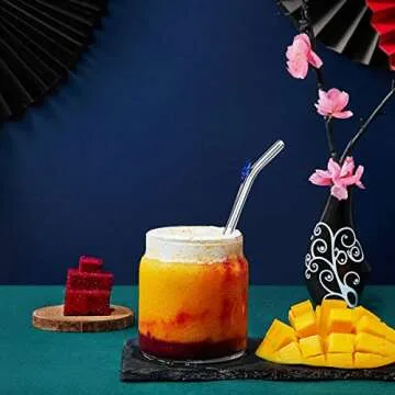 Colorful 6PCS Reusable Glass Straws for Hot and Cold Drinks