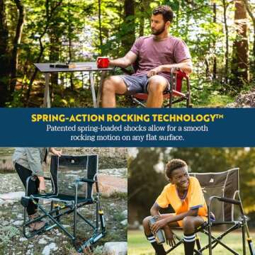 GCI Outdoor Freestyle Rocker Camping Chair | Portable Folding Rocking Chair with Solid, Durable Armrests, Drink Holder & Comfortable Backrest — Royal Blue