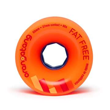 Orangatang Fat Free 65 mm 80a Freeride Longboard Skateboard Wheels (Orange, Set of 4)