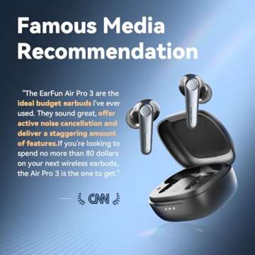 EarFun Air Pro 3 Noise Cancelling Wireless Earbuds, Qualcomm® aptX™ Adaptive Sound, 6 Mics CVC 8.0 ENC, Bluetooth 5.3 Earbuds, Multipoint Connection, 45H Playtime, App Customize EQ, Wireless Charging