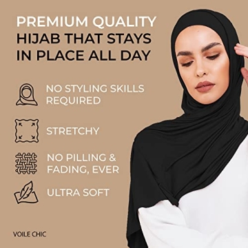 Premium Instant Jersey Hijab Scarf for Women - Black