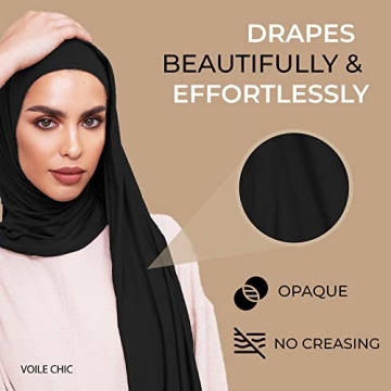 Premium Instant Jersey Hijab Scarf for Women - Black