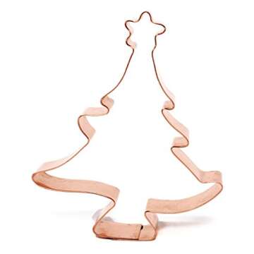 Christmas Tree Cookie Cutter with Star on Top - Copper Handmade in USA for Festive Baking
