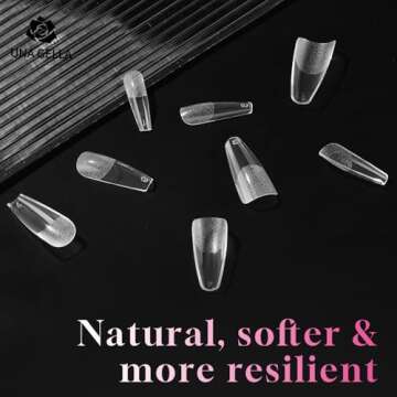 UNA GELLA Long Coffin Nail Tips - 312 Pcs Clear Gel Nail Tips for DIY Art