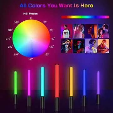 leshiou RGB Video Light Wand, Handheld Multi Color LED Tube Light Stick with Remote Control, Dimmable 2500K-6500K CRI97+ Full-Color LED Light with 2500mAh Rechargeable Battery, 12 Light Scenes