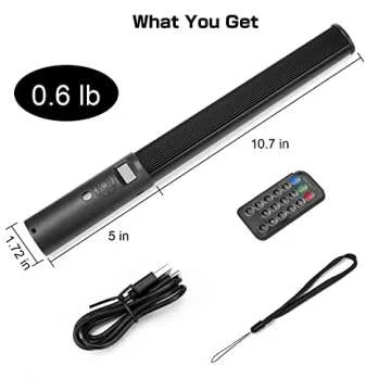 leshiou RGB Video Light Wand, Handheld Multi Color LED Tube Light Stick with Remote Control, Dimmable 2500K-6500K CRI97+ Full-Color LED Light with 2500mAh Rechargeable Battery, 12 Light Scenes