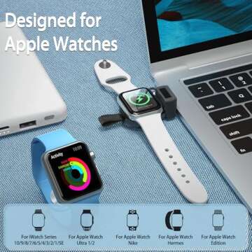 𝟐𝐏𝐚𝐜𝐤 𝐔𝐩𝐠𝐫𝐚𝐝𝐞𝐝 for Apple Watch Wireless Charger, Portable iWatch Charger, Travel Cordless Charger, Magnetic Wireless Charging Compatible for Apple Watch Ultra 10/9/8/7/6/5/4/3/2/1/SE