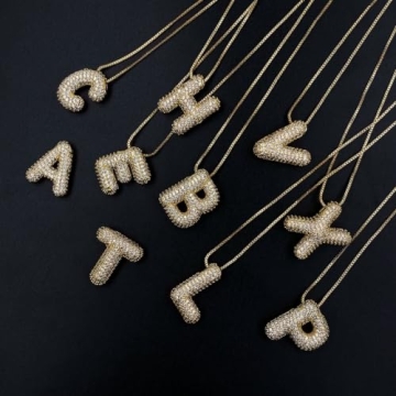 DIOWUS Gold Bubble Letter Necklace for Women - Trendy Gifts