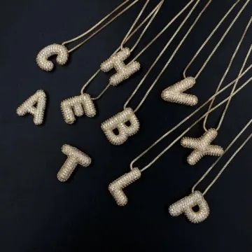 DIOWUS Gold Bubble Letter Necklace for Women - Trendy Gifts