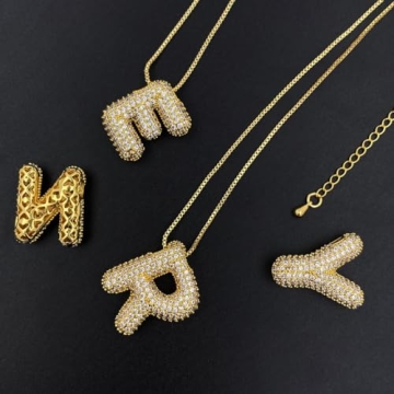 DIOWUS Gold Bubble Letter Necklace for Women - Trendy Gifts