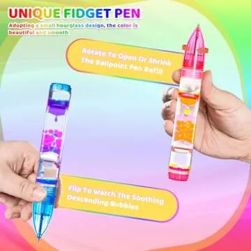 Christmas Stocking Stuffer for Kids, Liquid Fidget Pens Fun Pens Party Favor Toy for Boys Girls, Quiet Liquid Motion Bubble Sensory Autism Travel Toys Desk Toys Gift for Kids 3-12 Years Old Ages