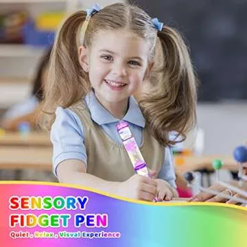 Christmas Stocking Stuffer for Kids, Liquid Fidget Pens Fun Pens Party Favor Toy for Boys Girls, Quiet Liquid Motion Bubble Sensory Autism Travel Toys Desk Toys Gift for Kids 3-12 Years Old Ages