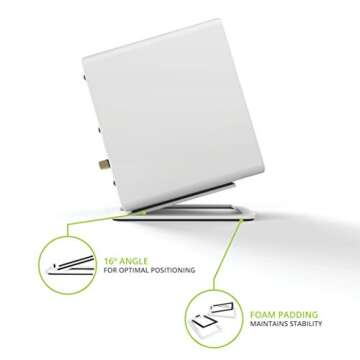 Kanto S2 Tilted Desktop Speaker Stands for Small Speakers & Compact 2”-3” Studio Monitors | Supports 6 lbs | Damping Foam Padding | Pair | White