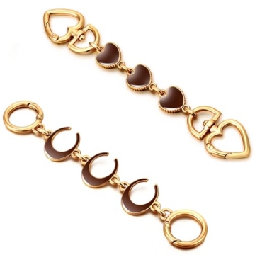 Stylish 2Pcs Heart & Moon Purse Extender Chains - Gold & Brown