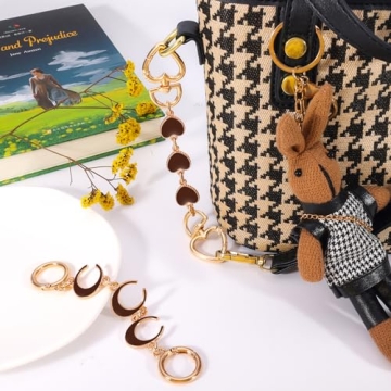 Heart Moon Purse Extender Chains Gold Brown Handbag Accessories