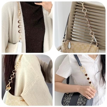 Heart Moon Purse Extender Chains Gold Brown Handbag Accessories
