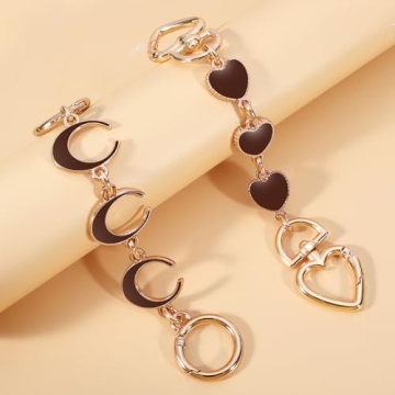 Heart Moon Purse Extender Chains Gold Brown Handbag Accessories