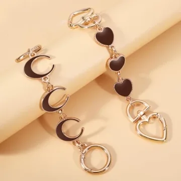 Heart Moon Purse Extender Chains Gold Brown Handbag Accessories