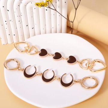 Heart Moon Purse Extender Chains Gold Brown Handbag Accessories
