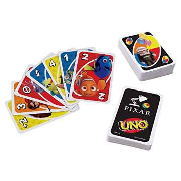 Mattel Games UNO Pixar Card Game for Family Night, Travel Game for Kids with Storage Tin & Special Rule for 2-10 Players