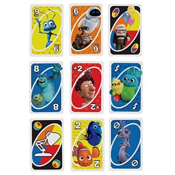 Mattel Games UNO Pixar Card Game for Family Night, Travel Game for Kids with Storage Tin & Special Rule for 2-10 Players