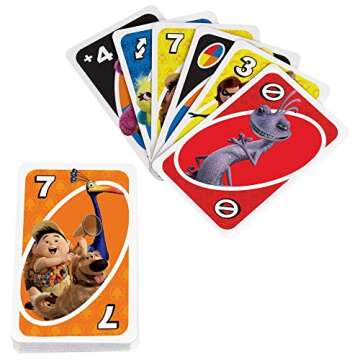 Mattel Games UNO Pixar Card Game for Family Night, Travel Game for Kids with Storage Tin & Special Rule for 2-10 Players