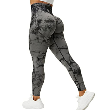 VOYJOY Seamless Leggings for Women High Waist Yoga Pants Scrunch Butt Lifting Elastic Tights Black Gray
