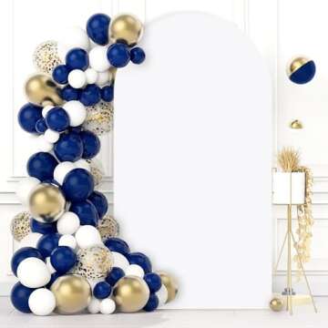 PATYDEST 8FT Wedding Arch Cover White Balloon Arch Backdrop Cover Spandex Fitted Arch Stand Covers Chiara Backdrop Arched Wall Double Sided Arch Frame Cover for Bridal Shower Prom Party Decoration