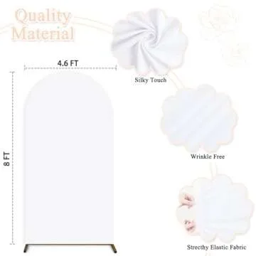 PATYDEST 8FT Wedding Arch Cover White Balloon Arch Backdrop Cover Spandex Fitted Arch Stand Covers Chiara Backdrop Arched Wall Double Sided Arch Frame Cover for Bridal Shower Prom Party Decoration