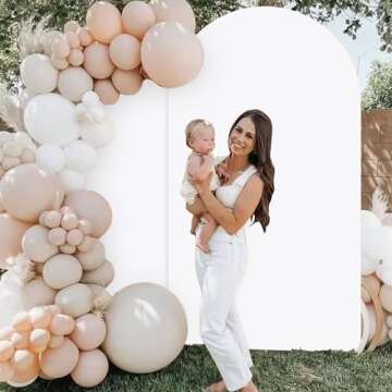 PATYDEST 8FT Wedding Arch Cover White Balloon Arch Backdrop Cover Spandex Fitted Arch Stand Covers Chiara Backdrop Arched Wall Double Sided Arch Frame Cover for Bridal Shower Prom Party Decoration
