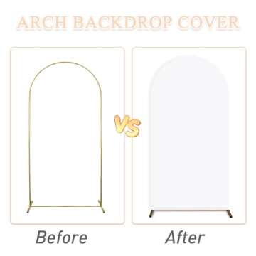 PATYDEST 8FT Wedding Arch Cover White Balloon Arch Backdrop Cover Spandex Fitted Arch Stand Covers Chiara Backdrop Arched Wall Double Sided Arch Frame Cover for Bridal Shower Prom Party Decoration