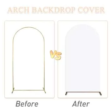 PATYDEST 8FT Wedding Arch Cover White Balloon Arch Backdrop Cover Spandex Fitted Arch Stand Covers Chiara Backdrop Arched Wall Double Sided Arch Frame Cover for Bridal Shower Prom Party Decoration