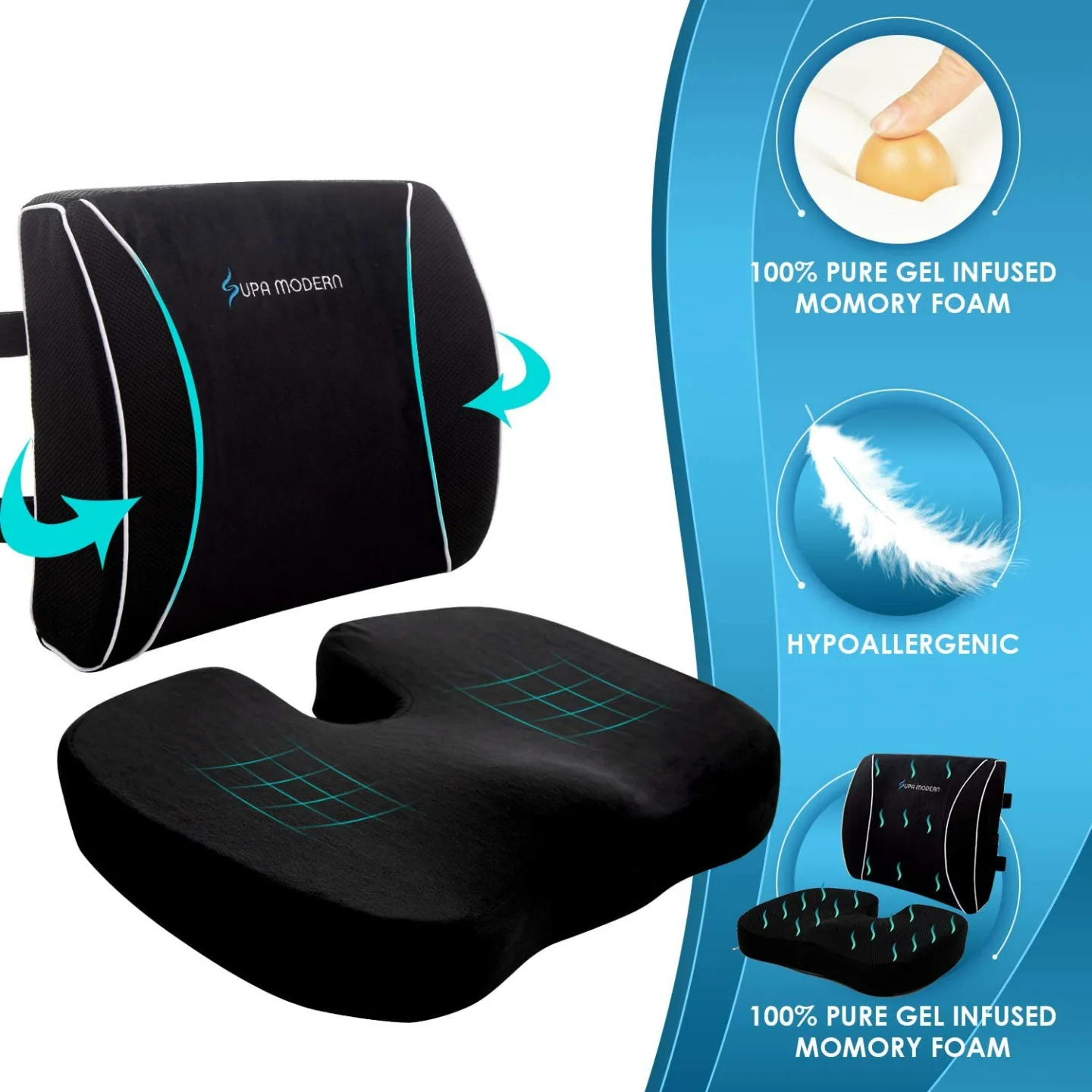 Comfortable Memory Foam Seat Cushion & Back Pillow