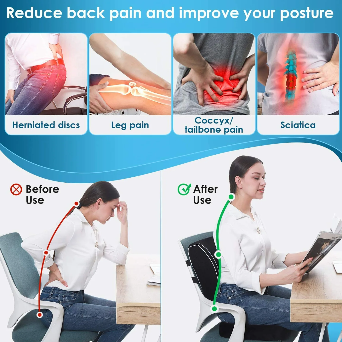 Comfortable Memory Foam Seat Cushion & Back Pillow