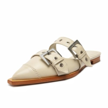 KaroNairy Wide Buckle Ballet Flats for Women Pointy Toe Mary Jane Flat Square Toe Dressy Flats Block...