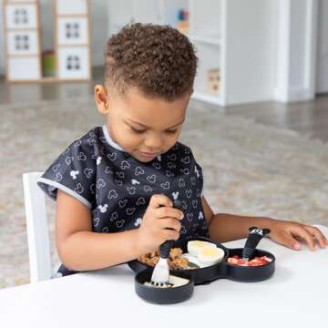 Bumkins Disney Toddler Utensils, Kids Size Fork and Spoon Set, Silicone and Stainless-Steel Training Silverware, Fork / Spork for Self-Feeding, Children Learning to Eat, 18 Mos Up, Mickey Mouse