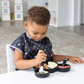 Bumkins Disney Toddler Utensils, Kids Size Fork and Spoon Set, Silicone and Stainless-Steel Training Silverware, Fork / Spork for Self-Feeding, Children Learning to Eat, 18 Mos Up, Mickey Mouse