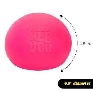Schylling Brand Original Super Nee Doh Stress Ball Fidget Toy - Huge 4.5" in Diameter - Jumbo Squishy Squeezy Fun - Colors Assorted - Ages 3+