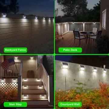 JSOT Outdoor Solar Lights - Solar Powered Deck Lights Waterproof Solar Lights for Fence Solar Fence Post Light Outside Lights for Backyard Patio Stair Wall Lighting, 3LED Cool Light 6 Pack