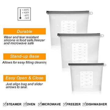 Eco-Friendly OAMCEG Reusable Silicone Food Storage Bags