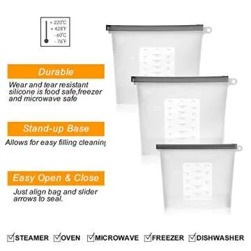 Eco-Friendly OAMCEG Reusable Silicone Food Storage Bags