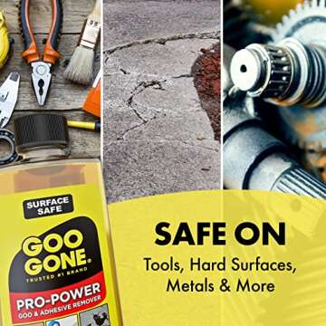 Goo Gone Pro Power Adhesive Remover | Removes Stickers, Goo, Tar, Grease, Great on Tools | Surface Safe, Fresh Citrus Scent - 2 Pack with Scraper Tool, Sticker Lifter