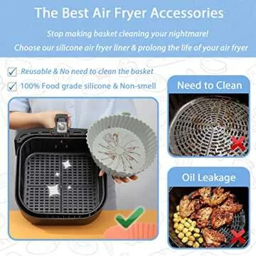 Loveuing Air Fryer Silicone Liners - Reusable Non-stick Air Fryer Silicone Pot Liner Compatible with...