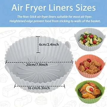 Loveuing Air Fryer Silicone Liners - Reusable and Non-Stick