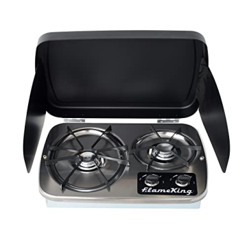 Flame King RV Cooktop - 2-Burner Propane Stove